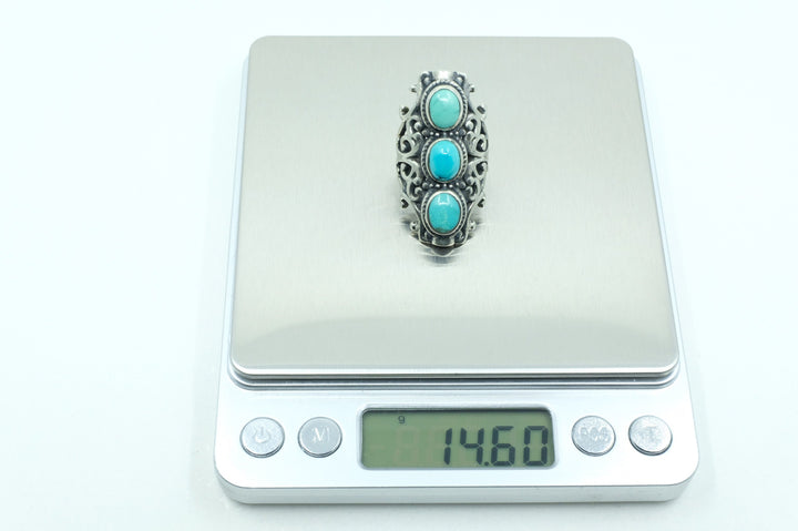 Sterling Silver Turquoise Filigree Ring (2)