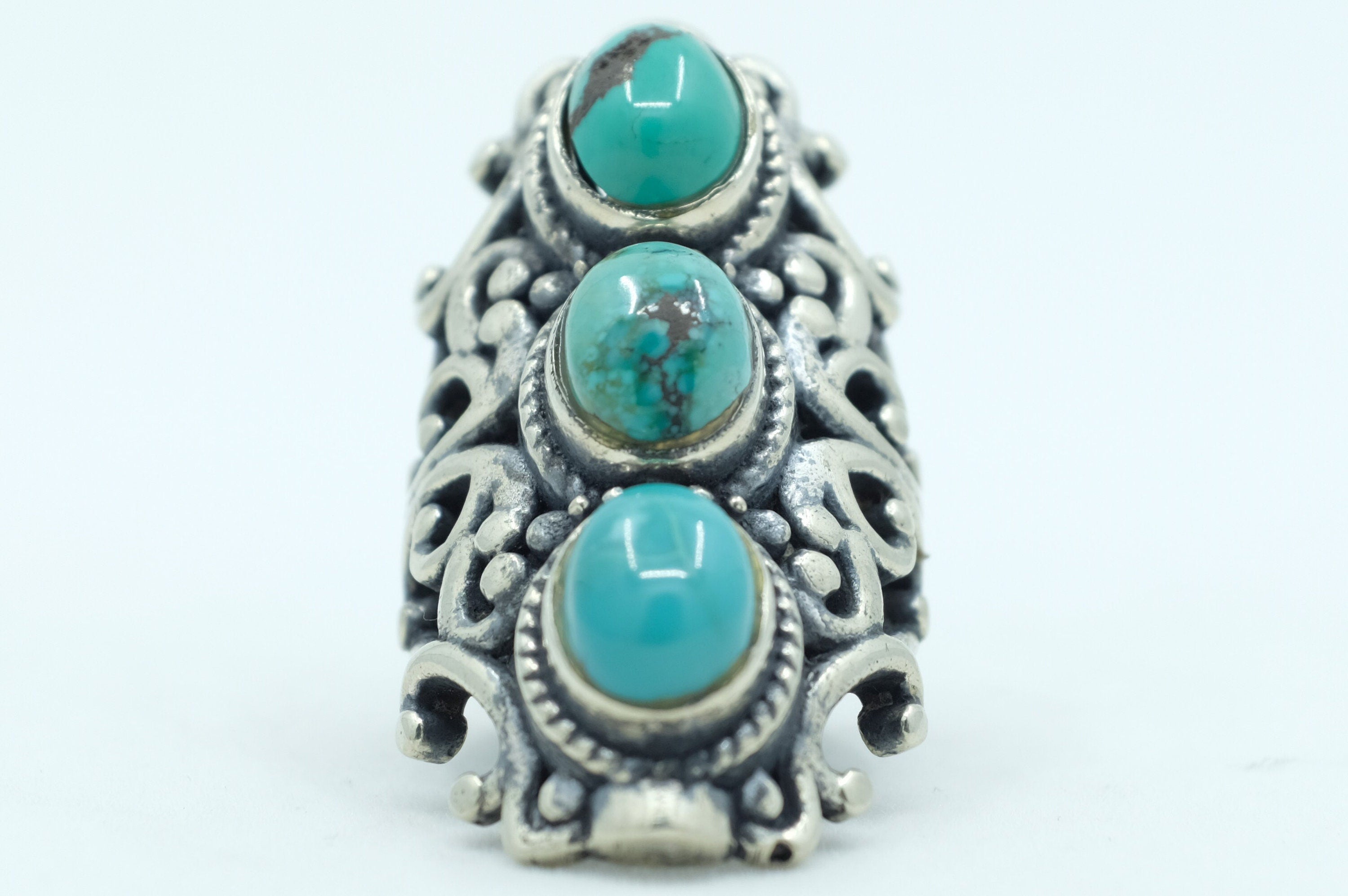 Sterling Silver Turquoise Filigree Ring (3)