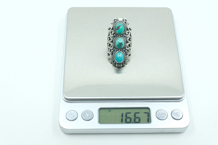 Sterling Silver Turquoise Filigree Ring (3)