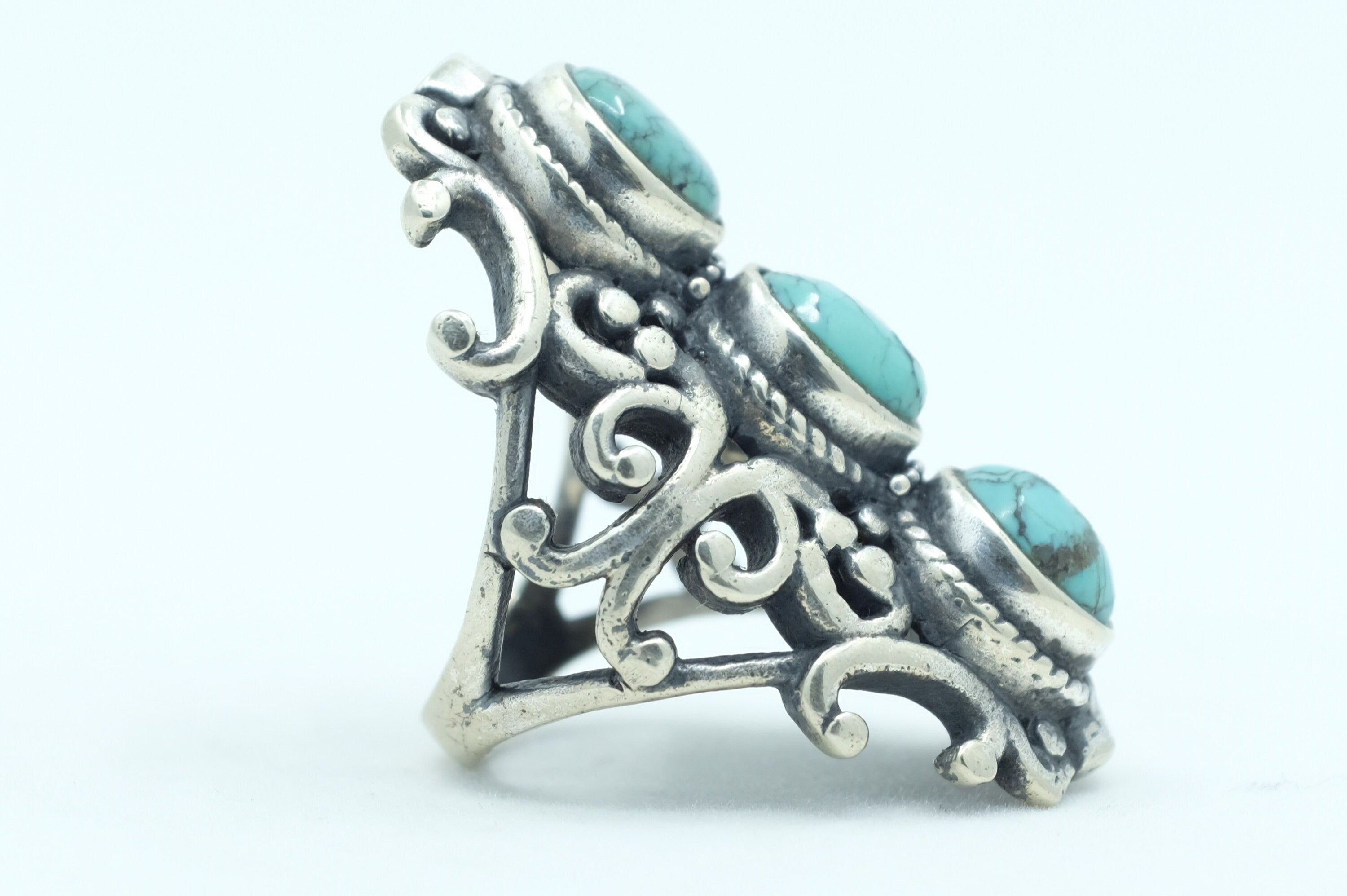 Sterling Silver Turquoise Filigree Ring (4)