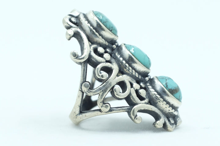 Sterling Silver Turquoise Filigree Ring (4)