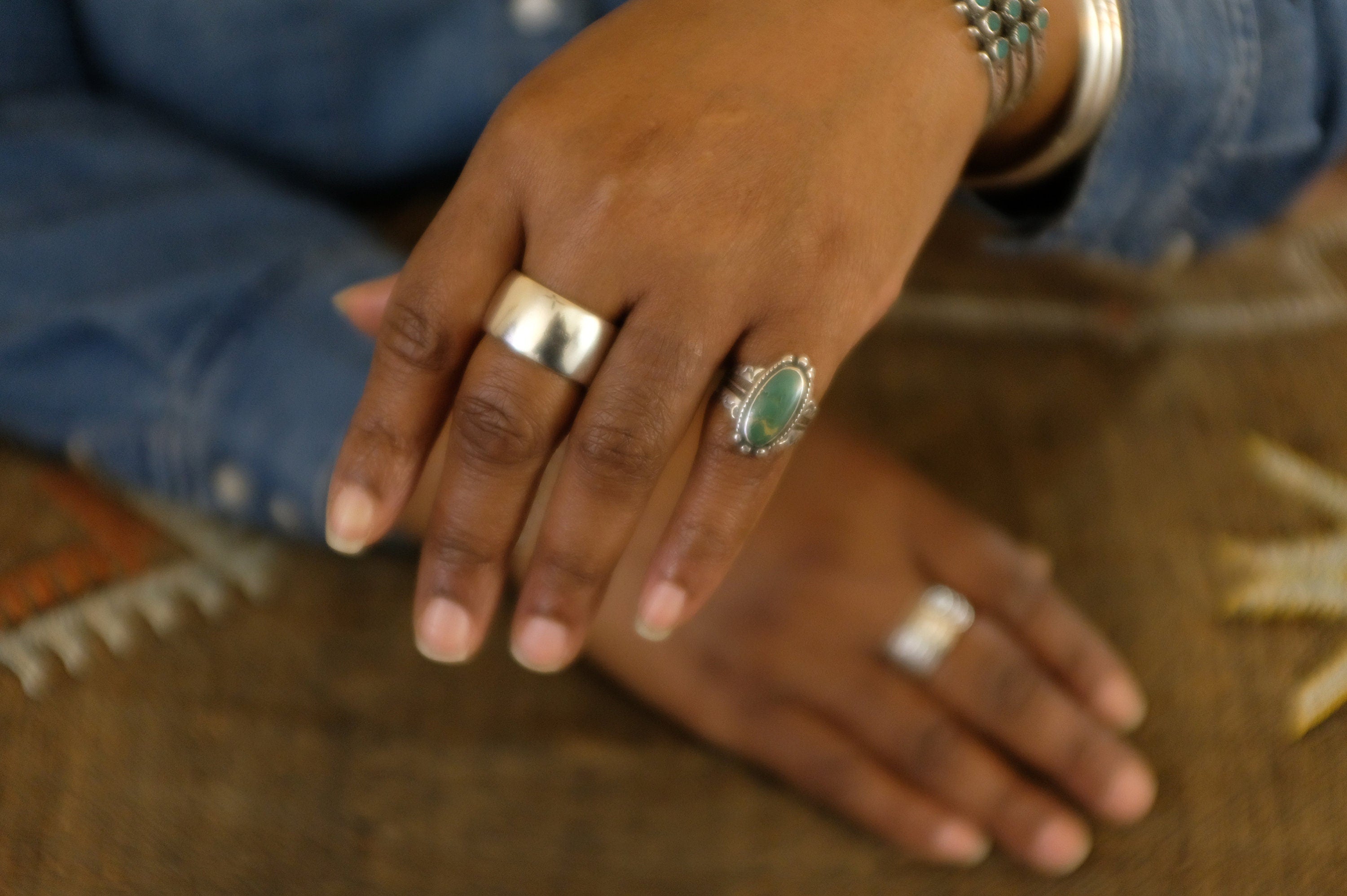 Sterling Silver Turquoise Fred Harvey Era Cerrillos Ring