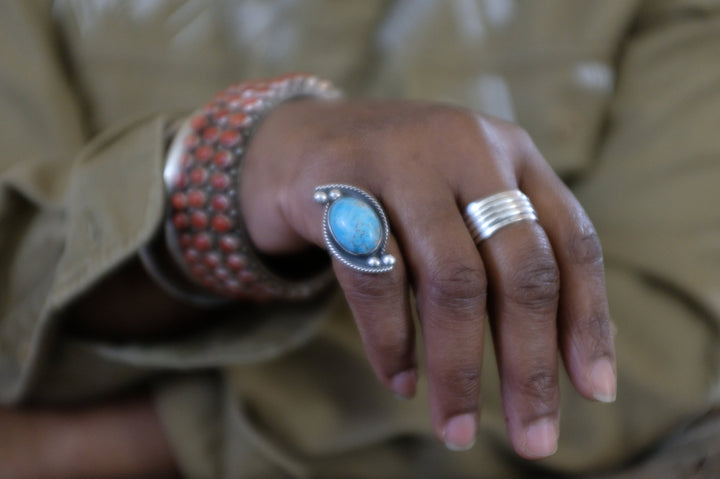 Sterling Silver Hubbell Glass Ring