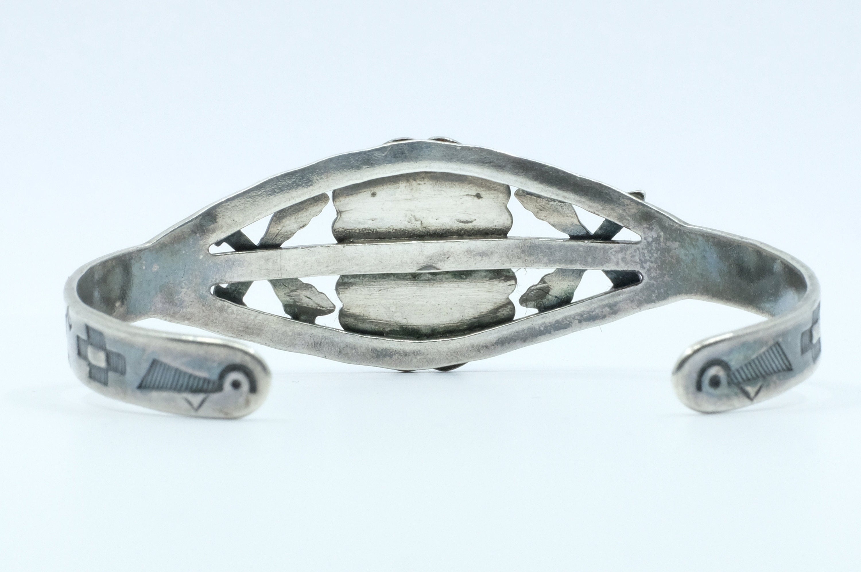 Fine Sterling Silver Fred Harvey Era Turquoise Cuff Bracelet