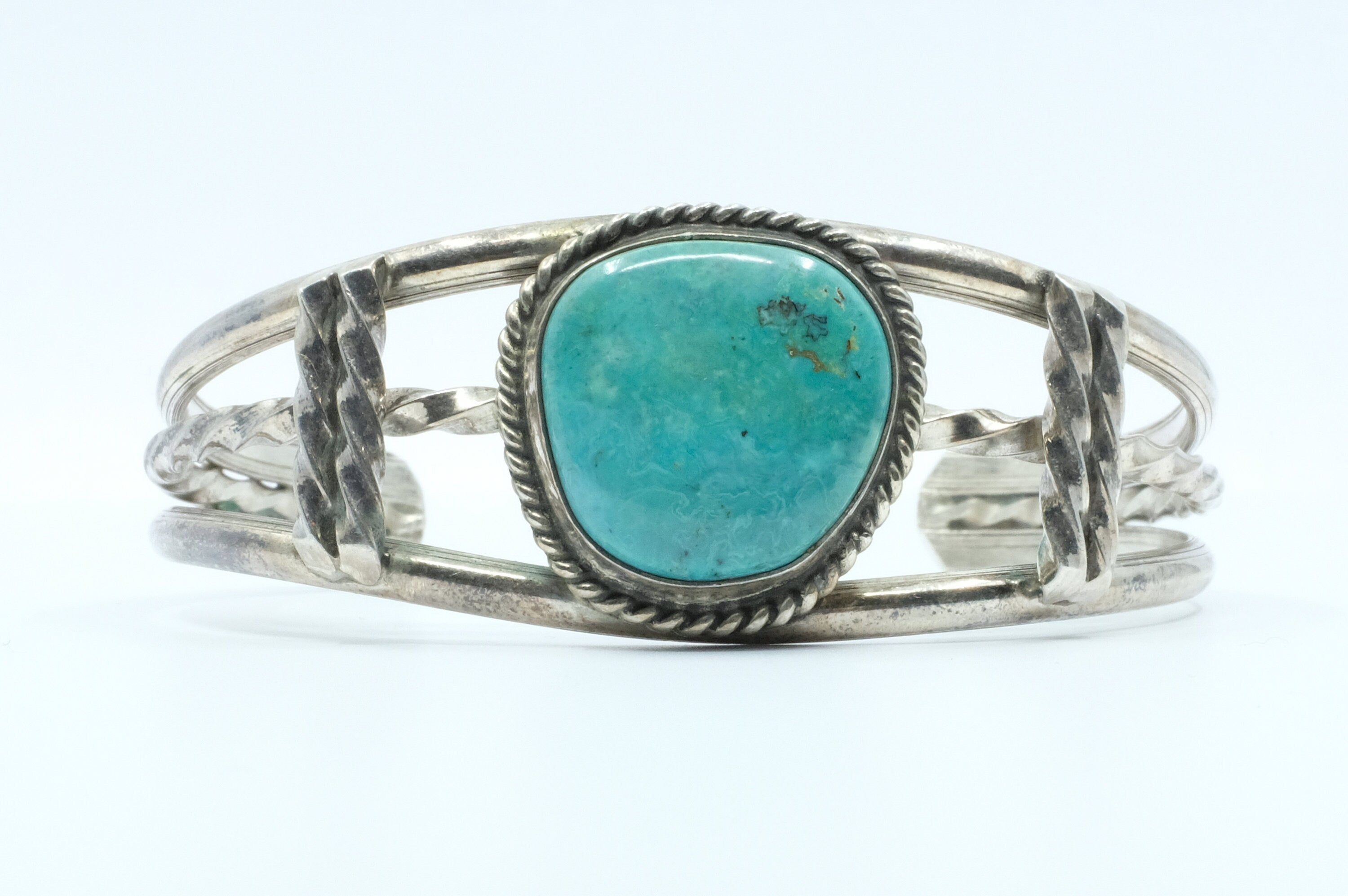 Sterling Silver Turquoise Vintage Navajo Cuff Bracelet