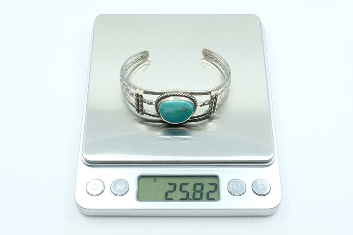 Sterling Silver Turquoise Vintage Navajo Cuff Bracelet