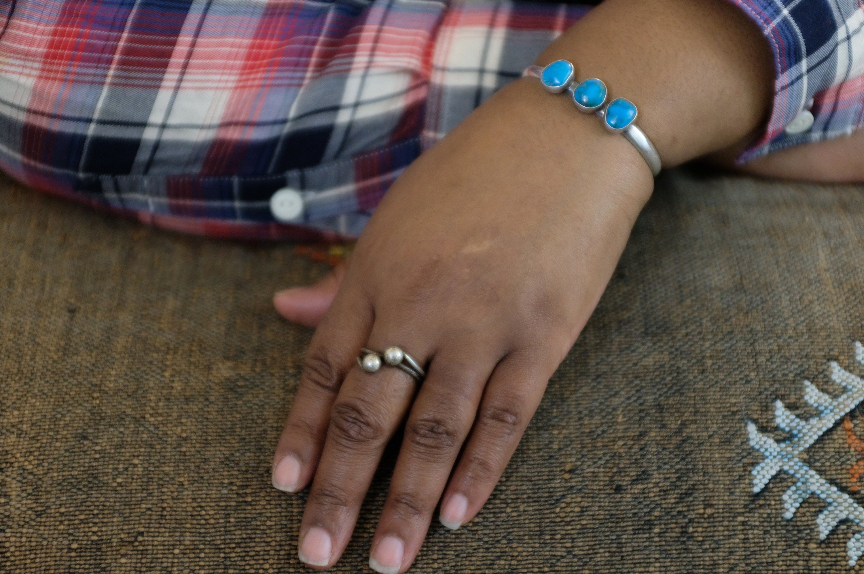 Sterling Silver Sonoran Turquoise Navajo Cuff Bracelet