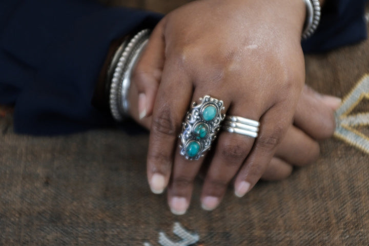 Sterling Silver Turquoise Filigree Ring (1)