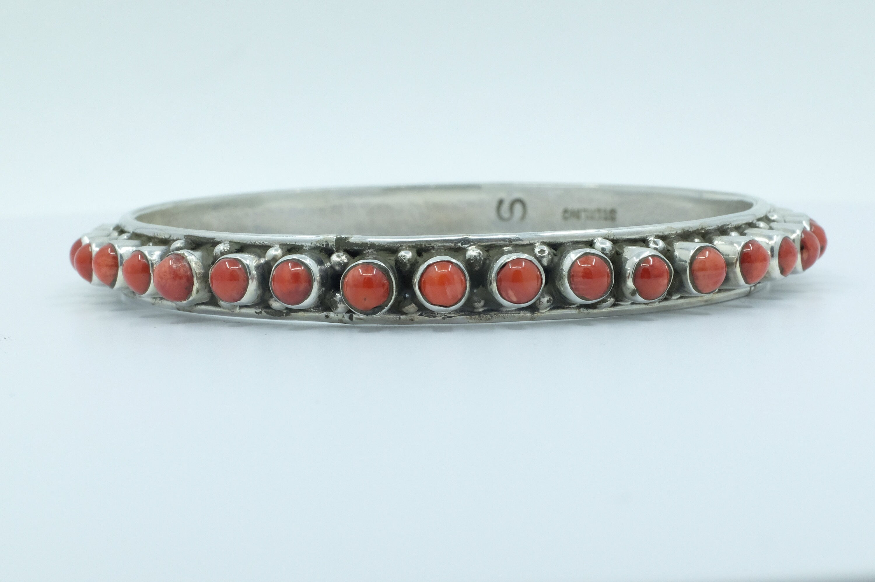 Sterling Silver Coral Bangle