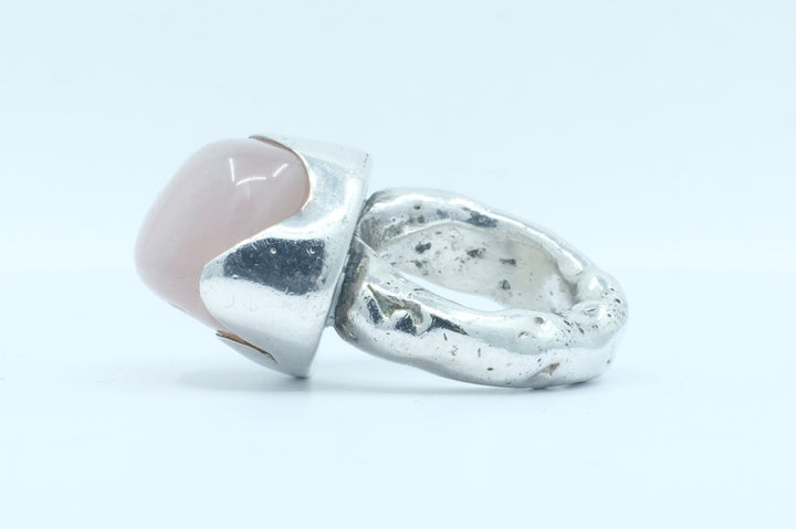 Sterling Silver Modernist Rose Quartz Ring