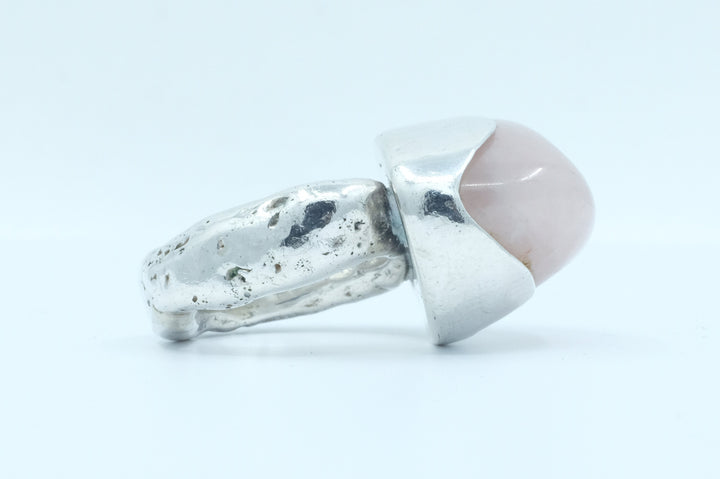 Sterling Silver Modernist Rose Quartz Ring