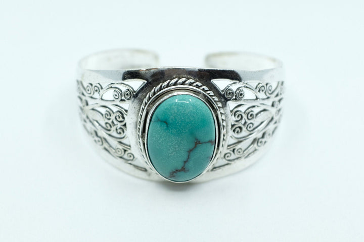 Sterling Silver Turquoise Filigree Cuff Bracelet