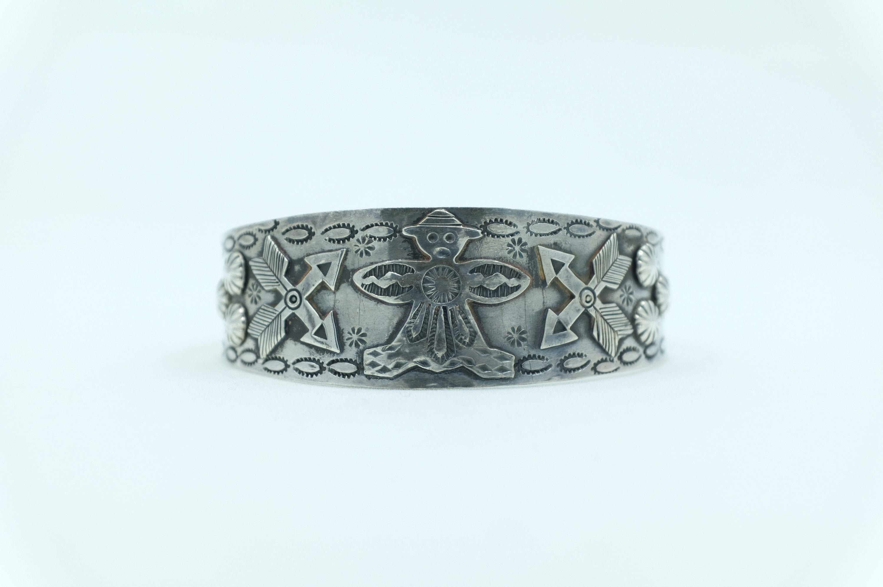 Sterling Silver Fred Harvey Era Knifewing Cuff Bracelet