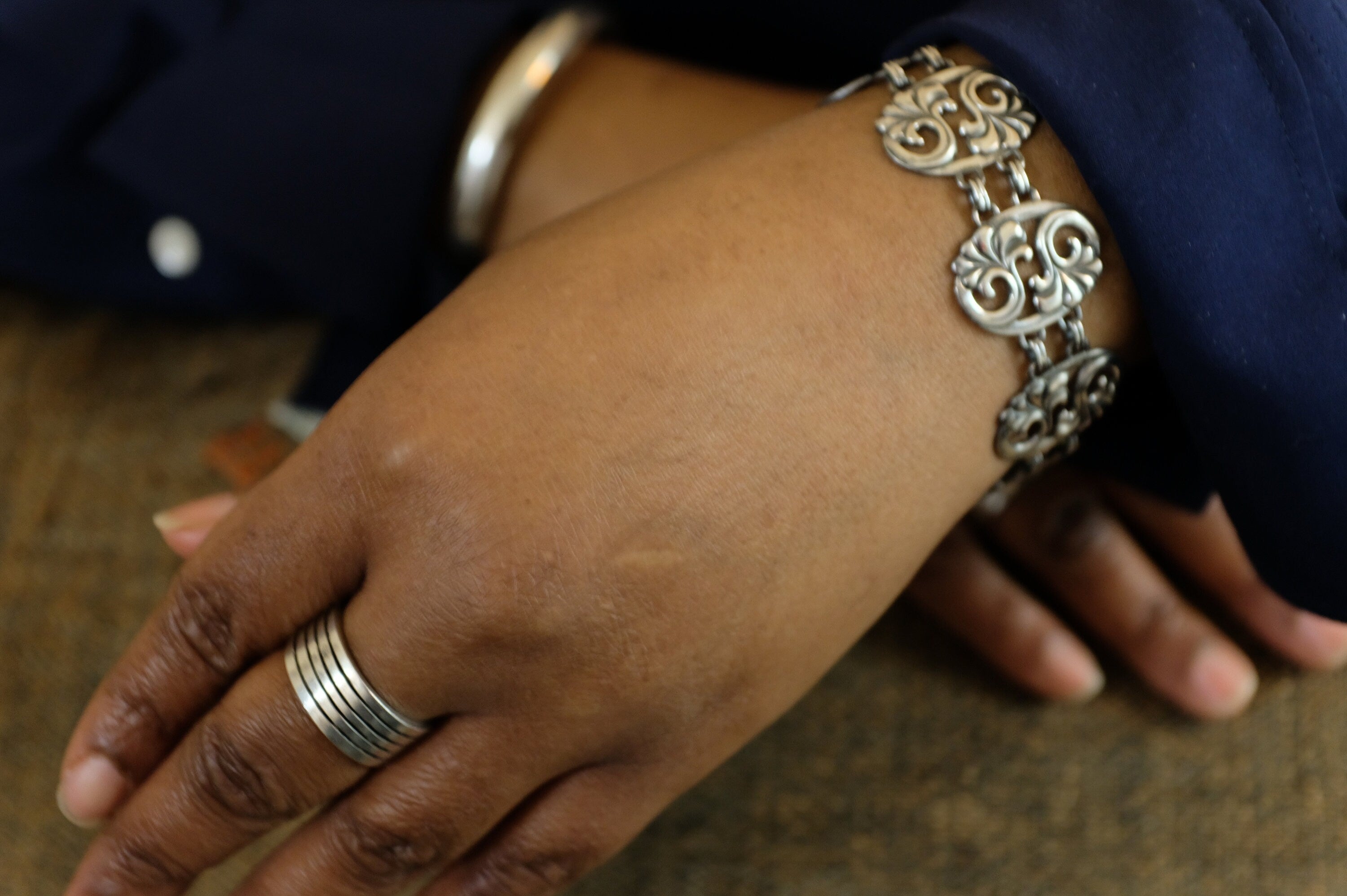 Sterling Silver Art Nouveau Panel Bracelet