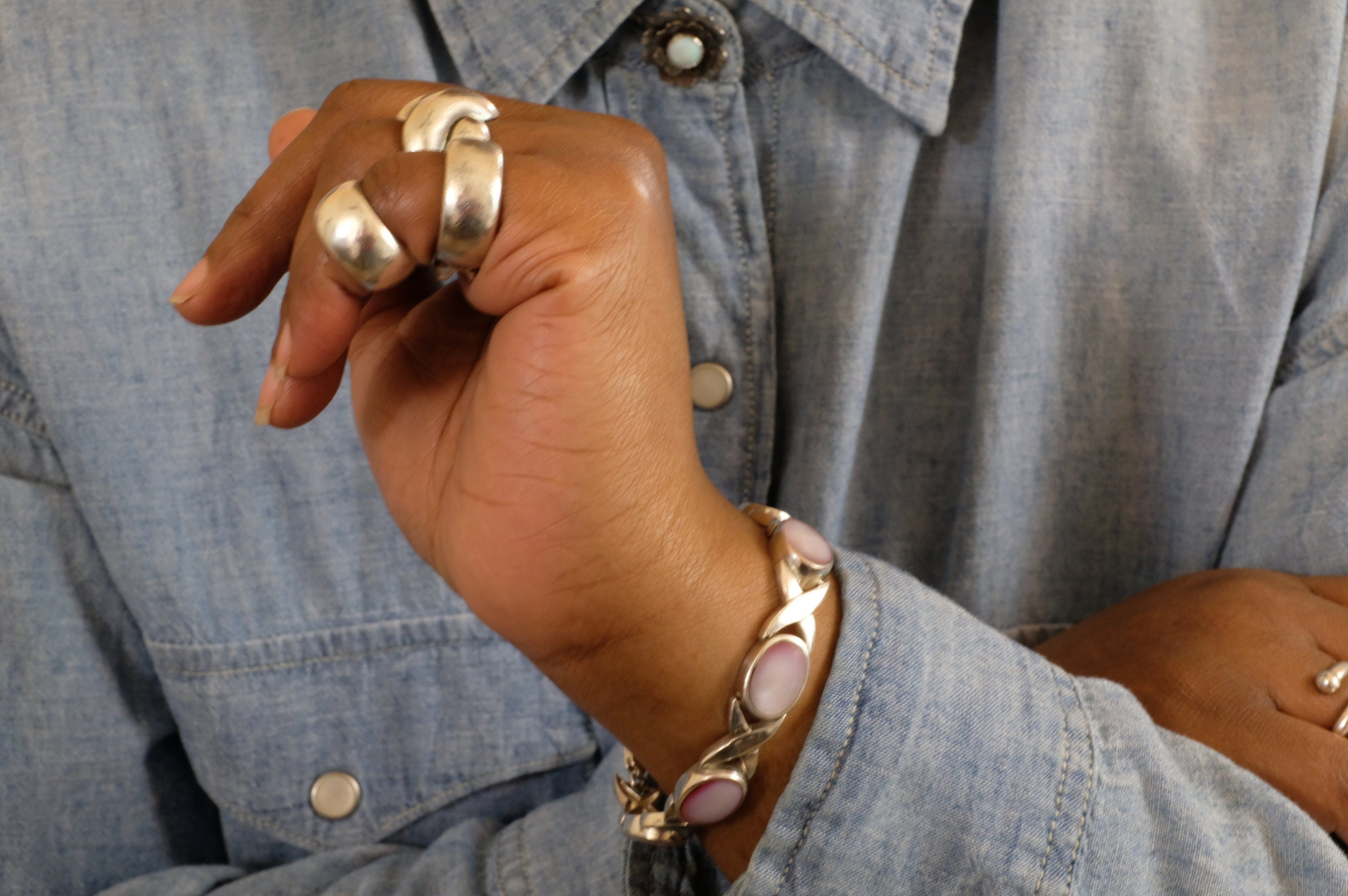 Sterling Silver Mother of Pearl Bracelet