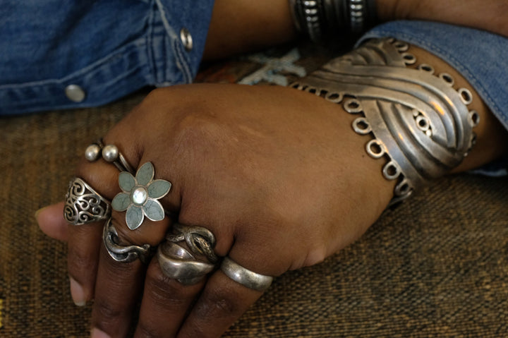 Sterling Silver Turquoise Flower Ring