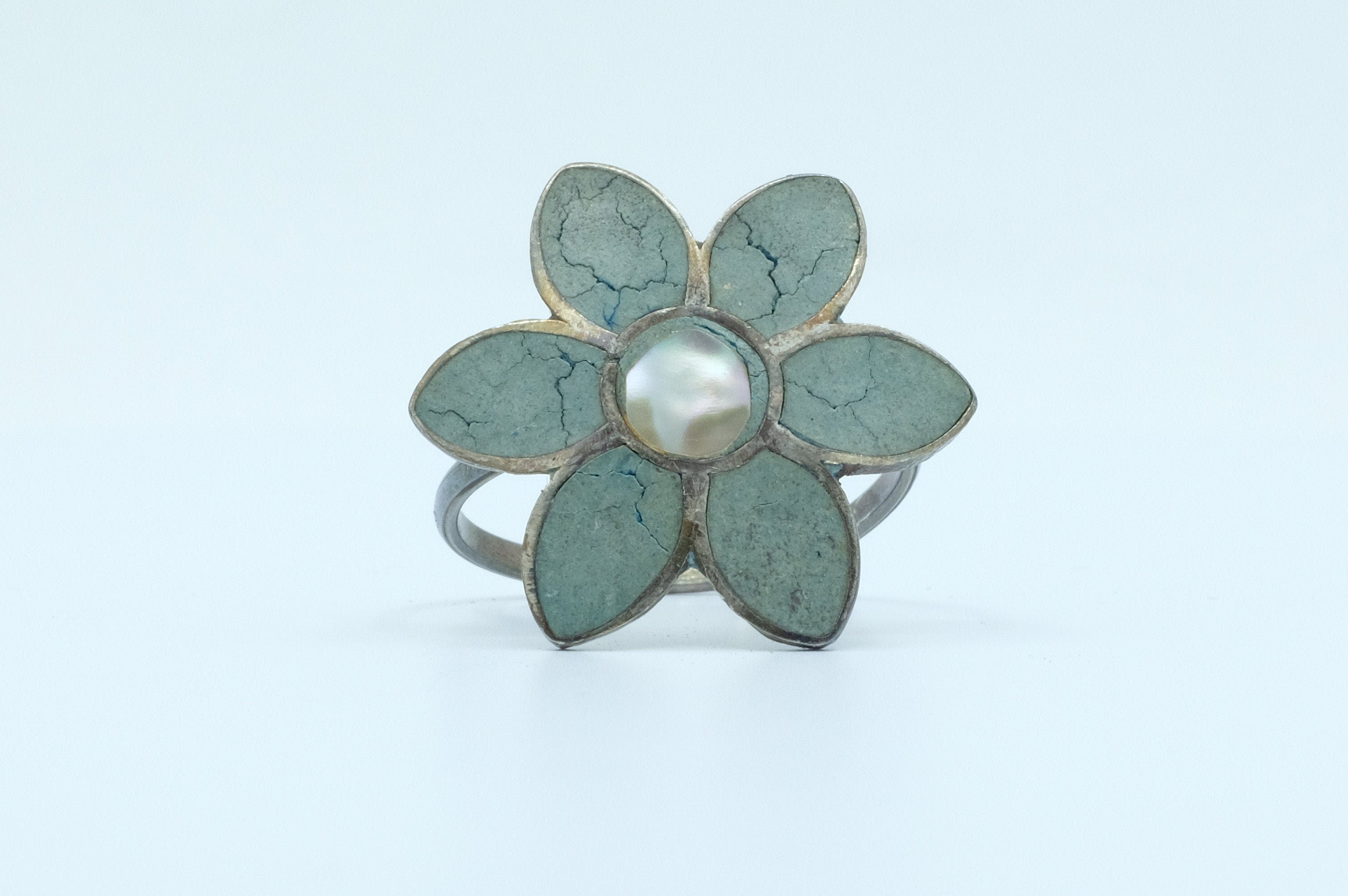 Sterling Silver Turquoise Flower Ring