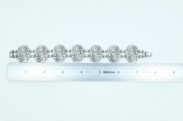 Sterling Silver Art Nouveau Panel Bracelet