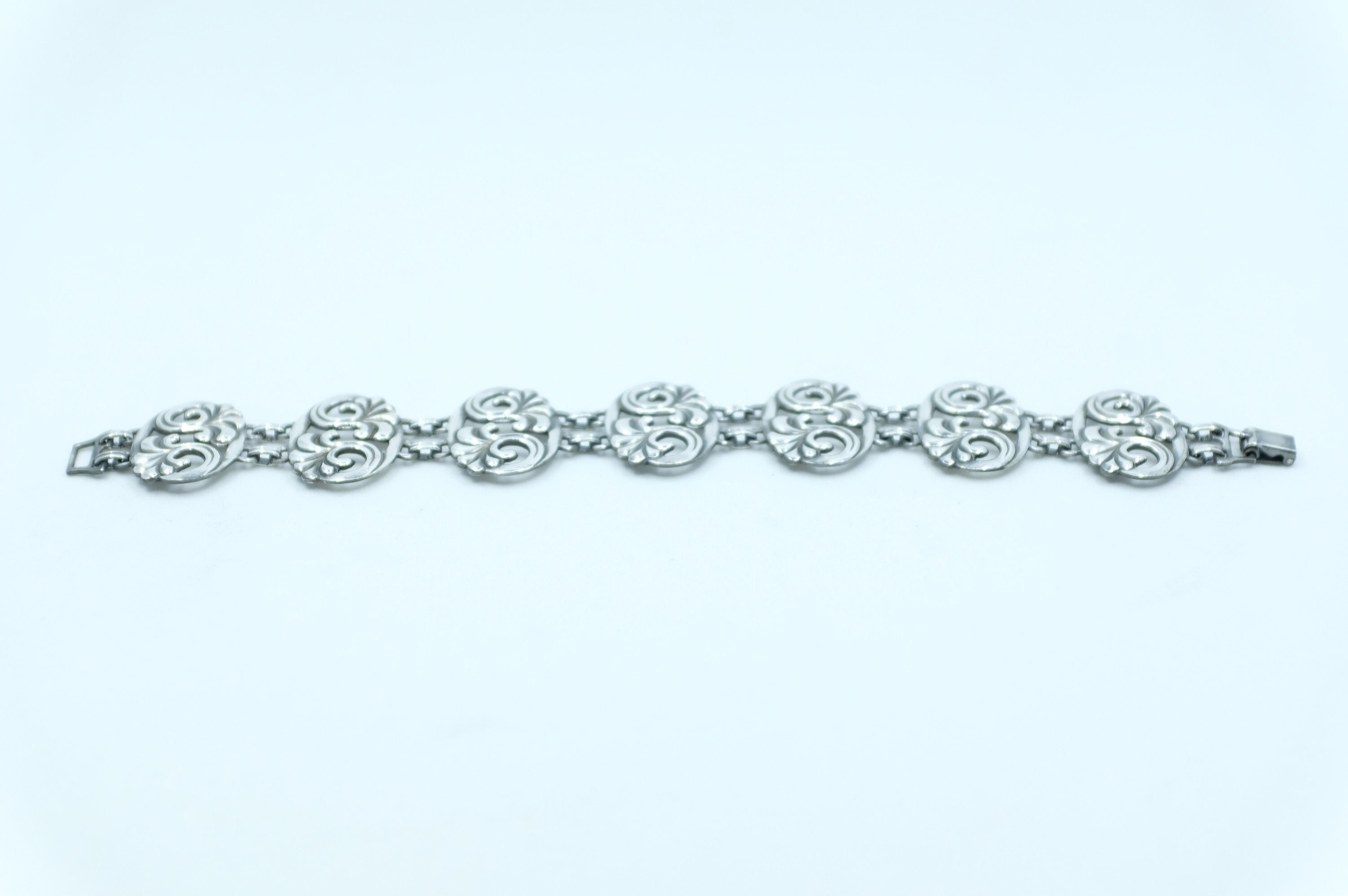 Sterling Silver Art Nouveau Panel Bracelet