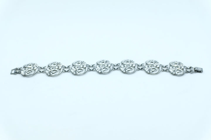 Sterling Silver Art Nouveau Panel Bracelet