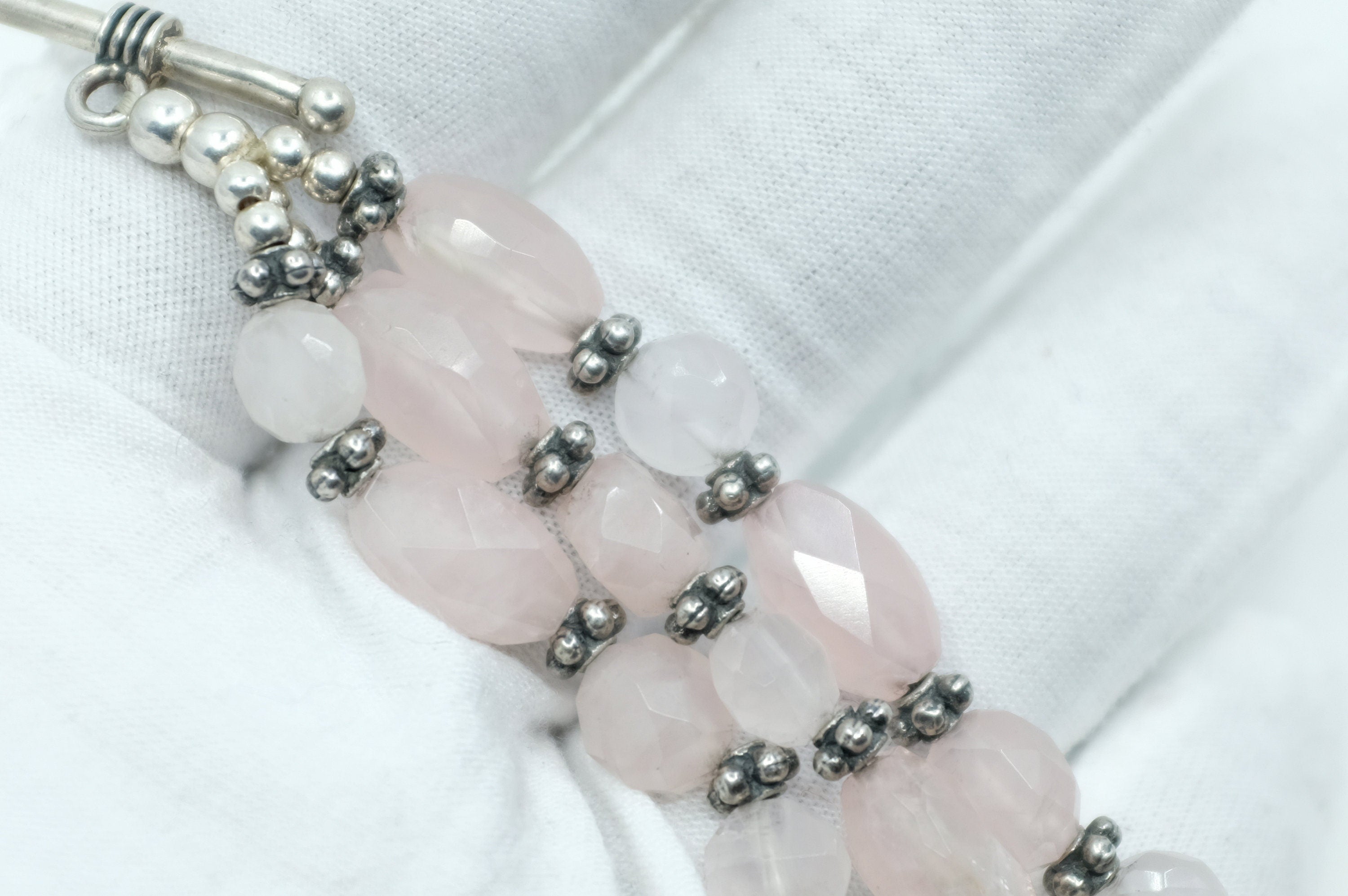 Sterling Silver and Rose Quartz Bracelet