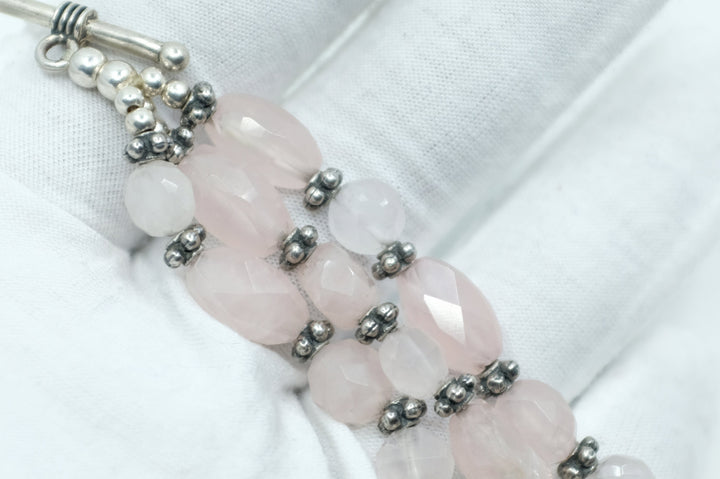 Sterling Silver and Rose Quartz Bracelet