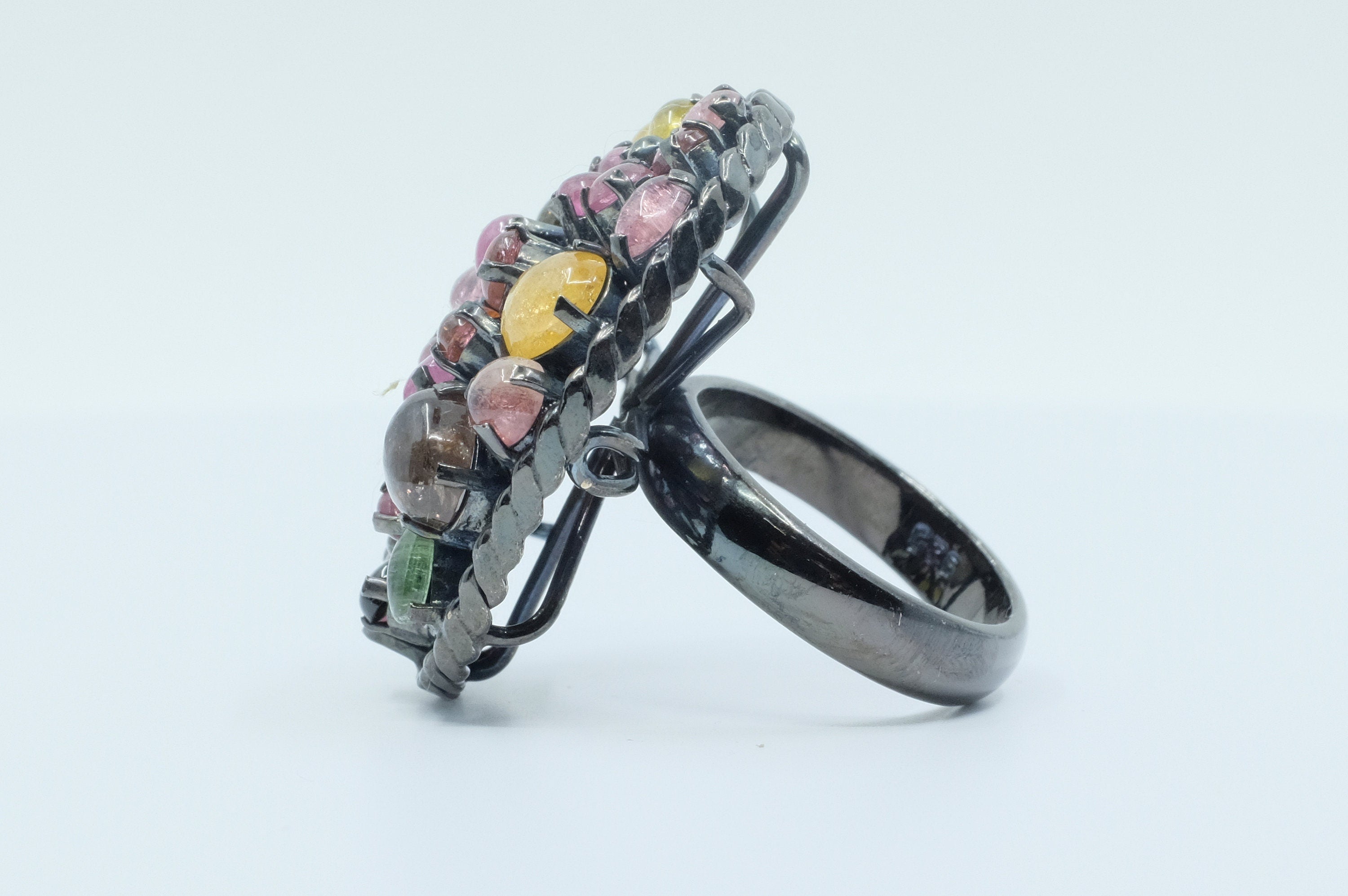 Sterling Silver Tourmaline Floral RIng