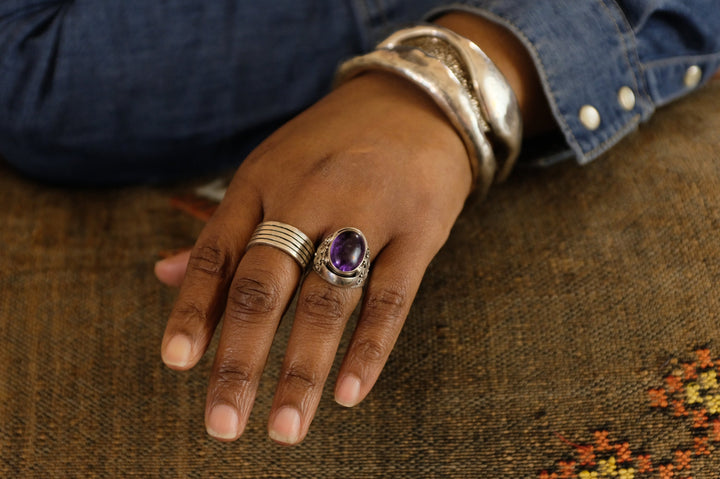 Sterling Silver Amethyst Nepalese Ring