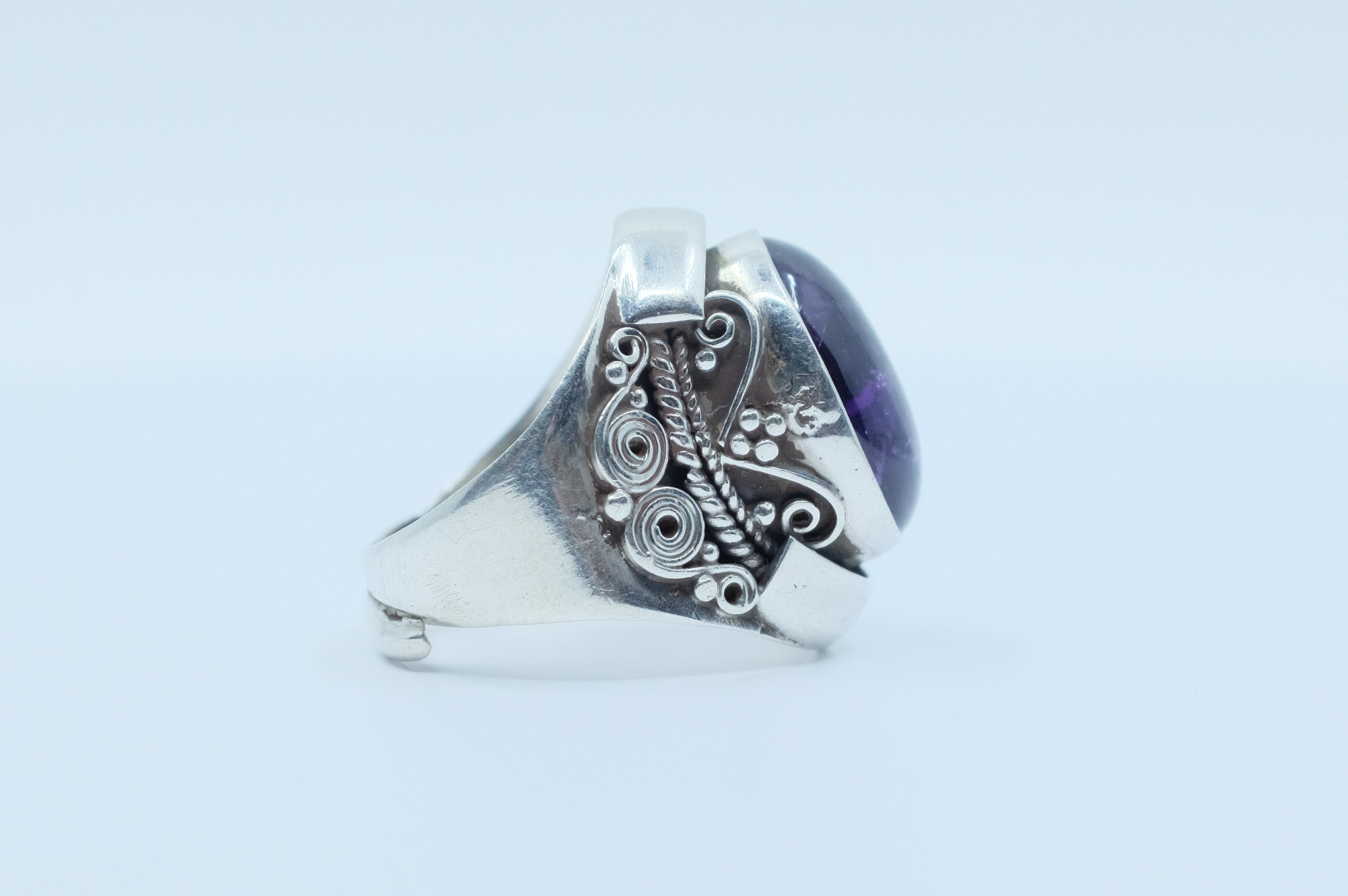 Sterling Silver Amethyst Nepalese Ring