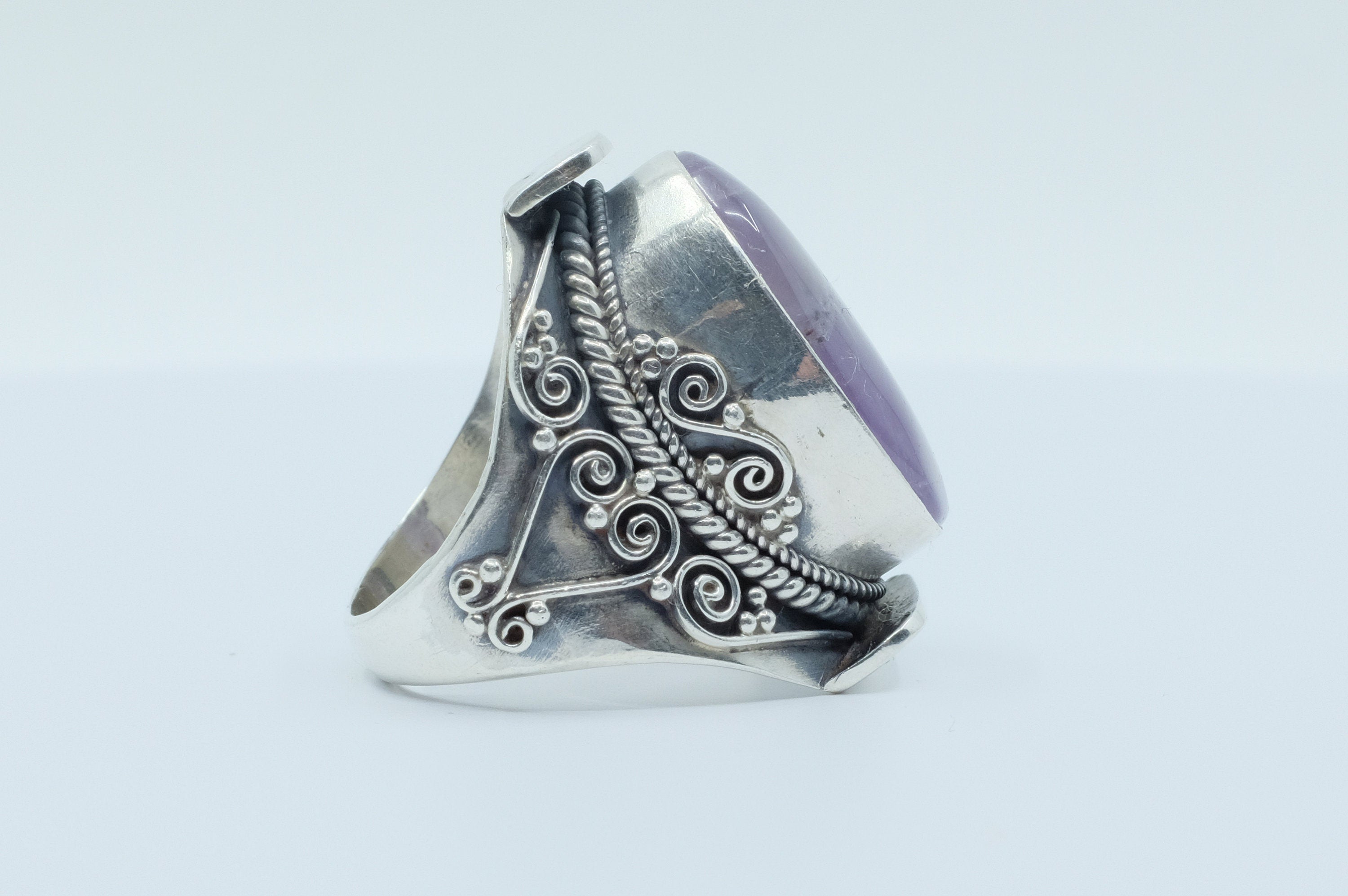 Sterling Silver Amethyst Tibetan Ring