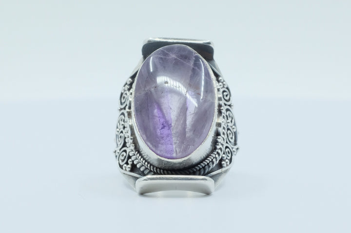 Sterling Silver Amethyst Tibetan Ring