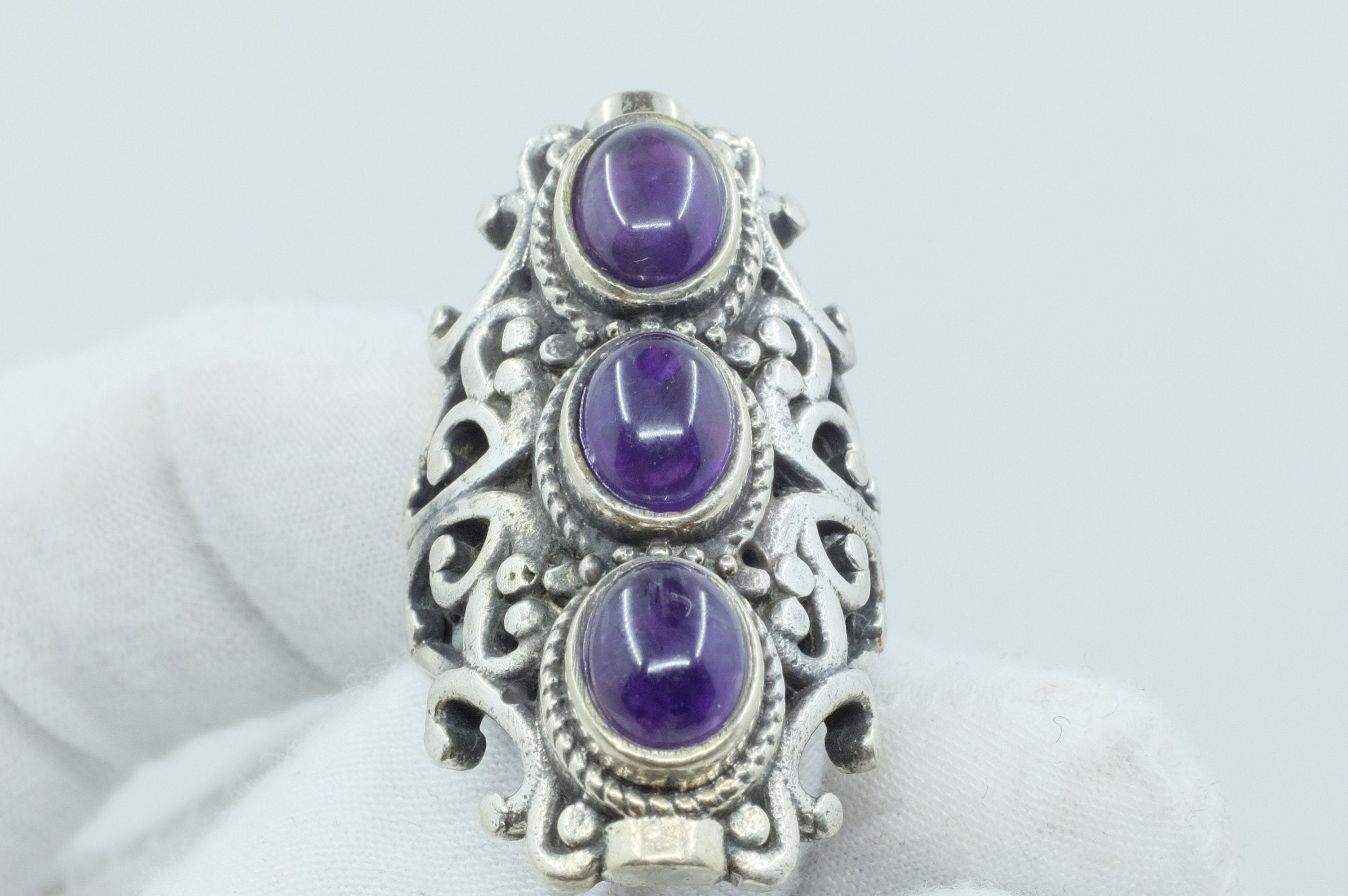 Sterling Silver Amethyst Filigree Ring