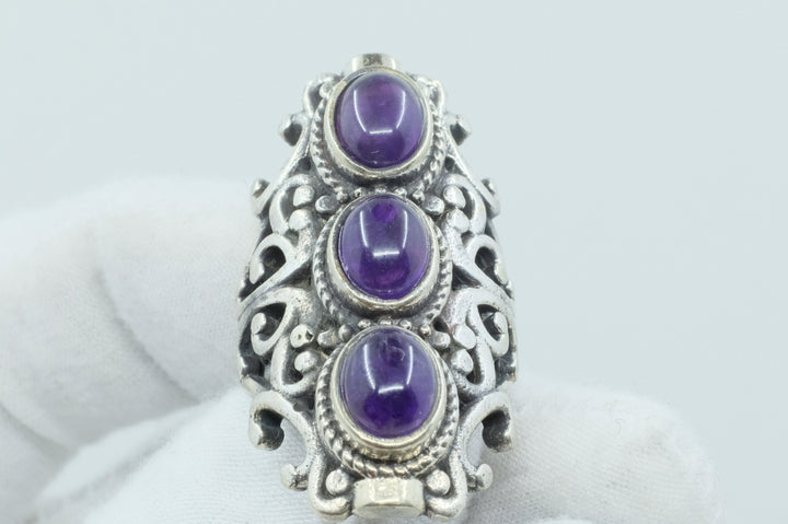 Sterling Silver Amethyst Filigree Ring