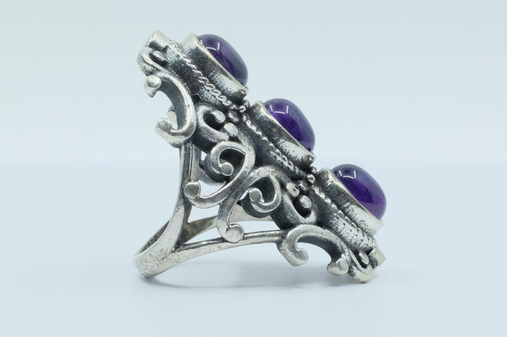 Sterling Silver Amethyst Filigree Ring