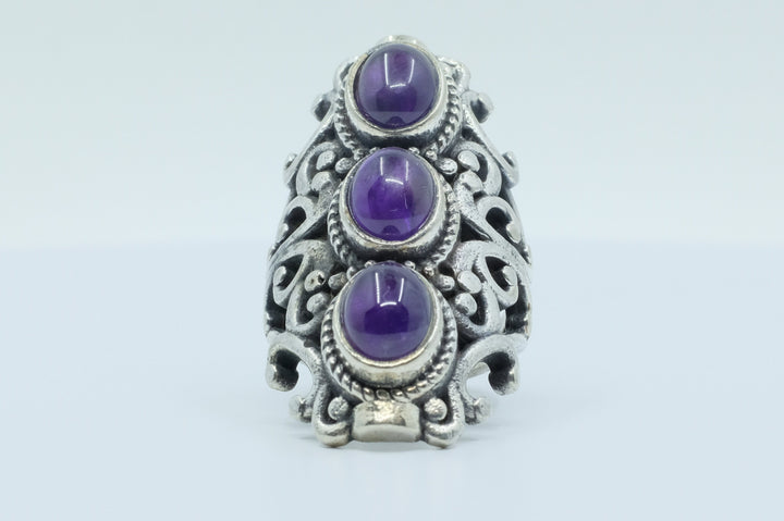 Sterling Silver Amethyst Filigree Ring