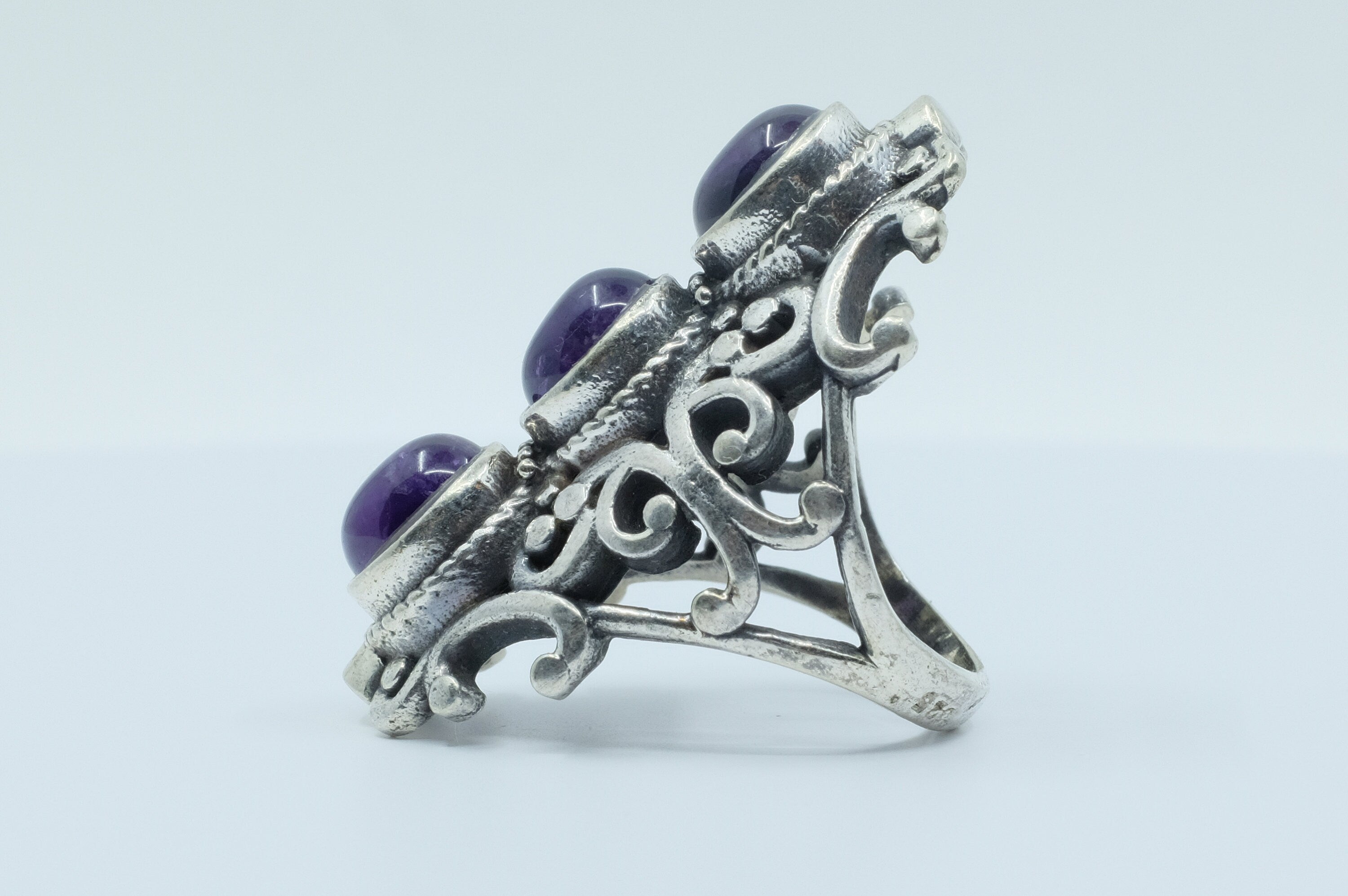 Sterling Silver Amethyst Filigree Ring