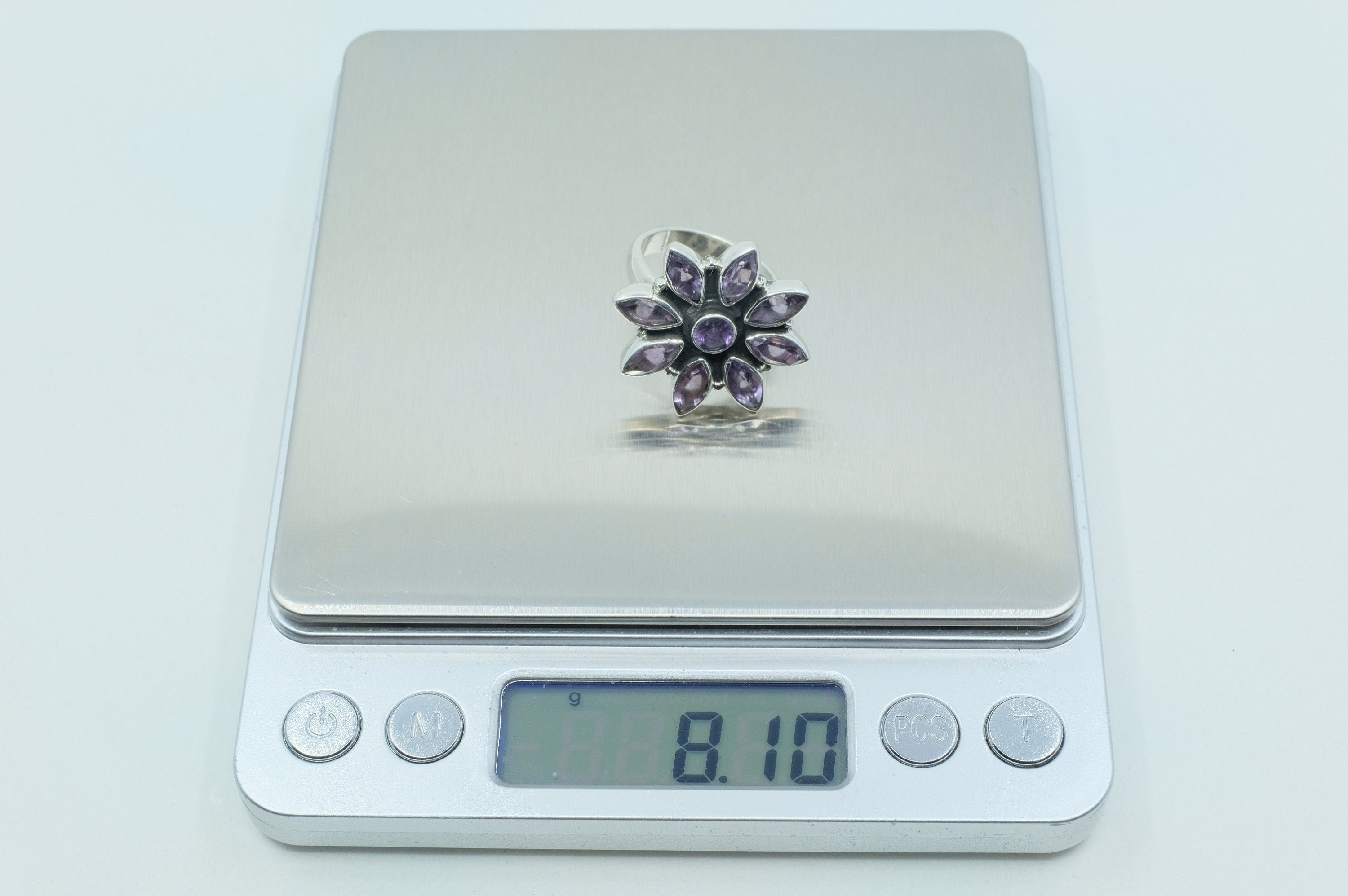 Sterling Silver Amethyst Cluster Ring (2)