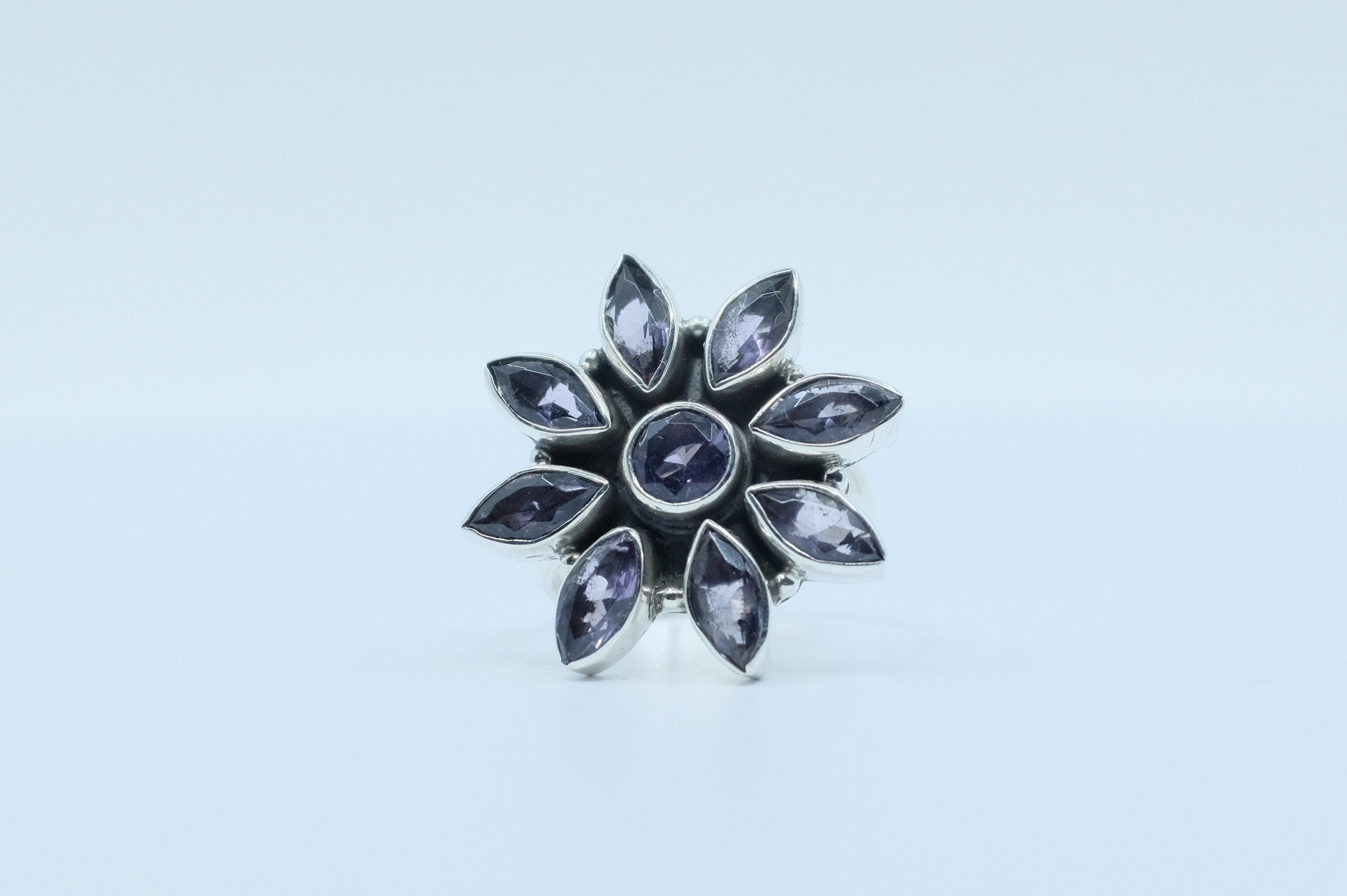 Sterling Silver Amethyst Cluster Ring (1)