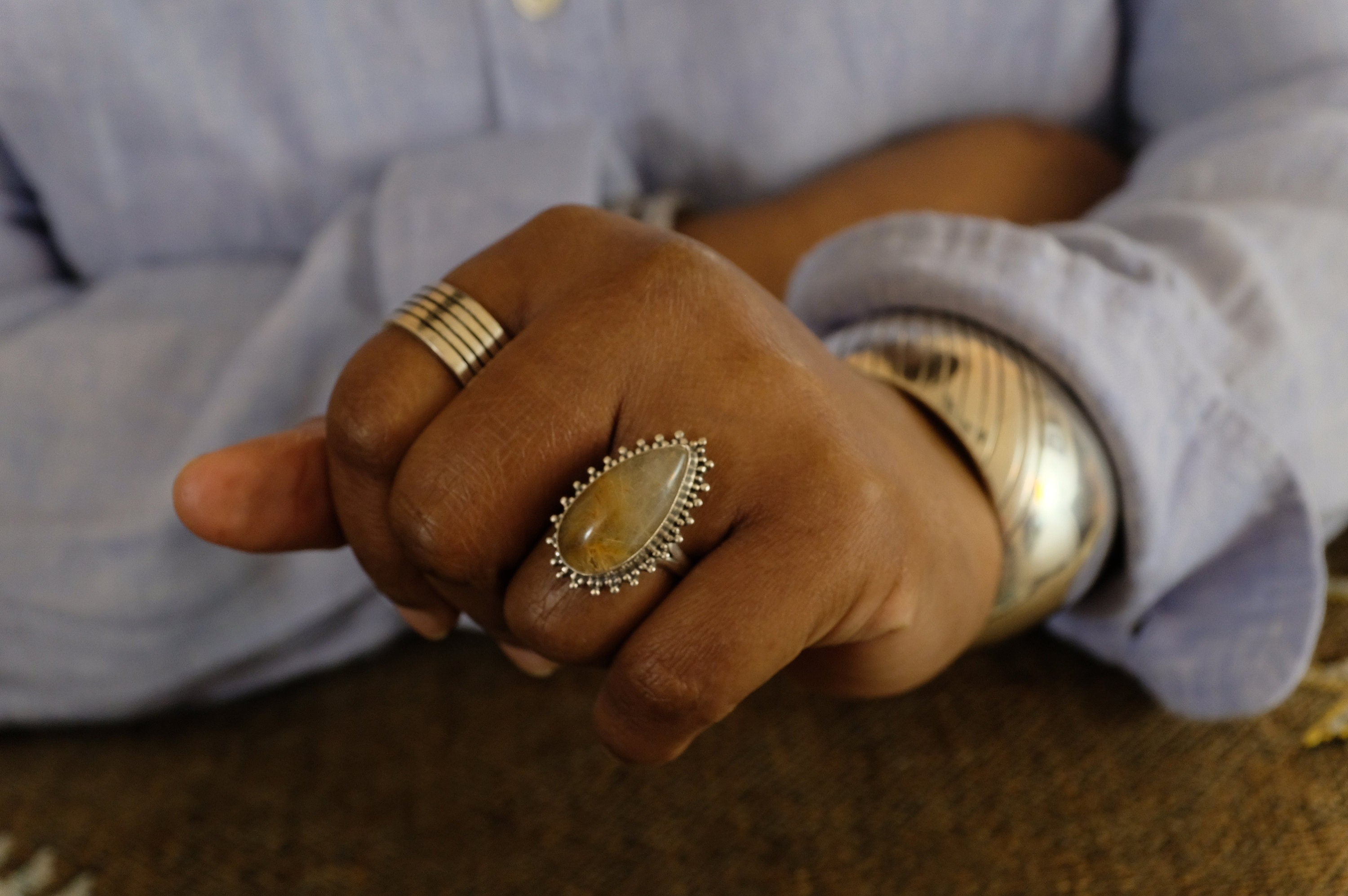 Sterling Silver Rutilated Quartz Ring