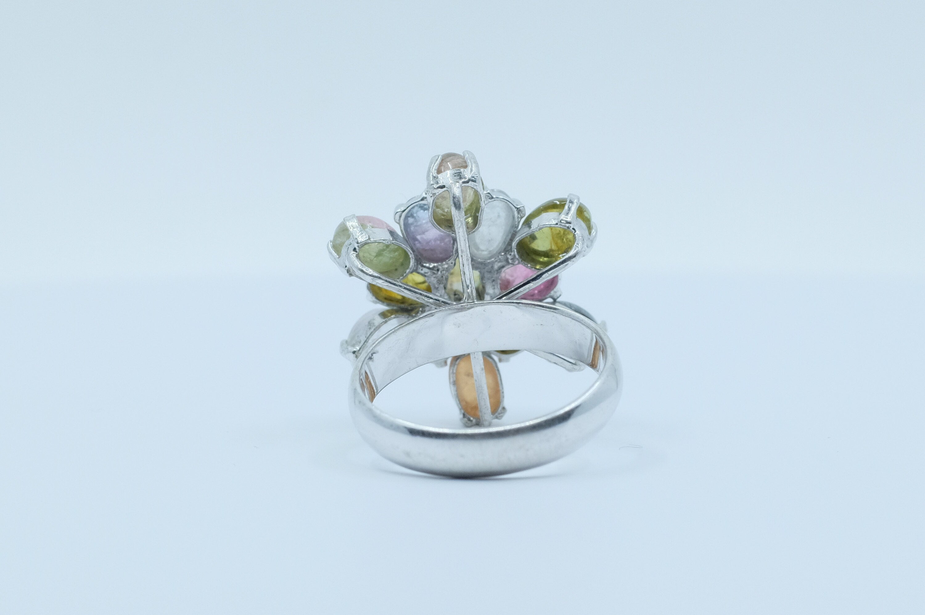 Sterling Silver Tourmaline Floral Ring