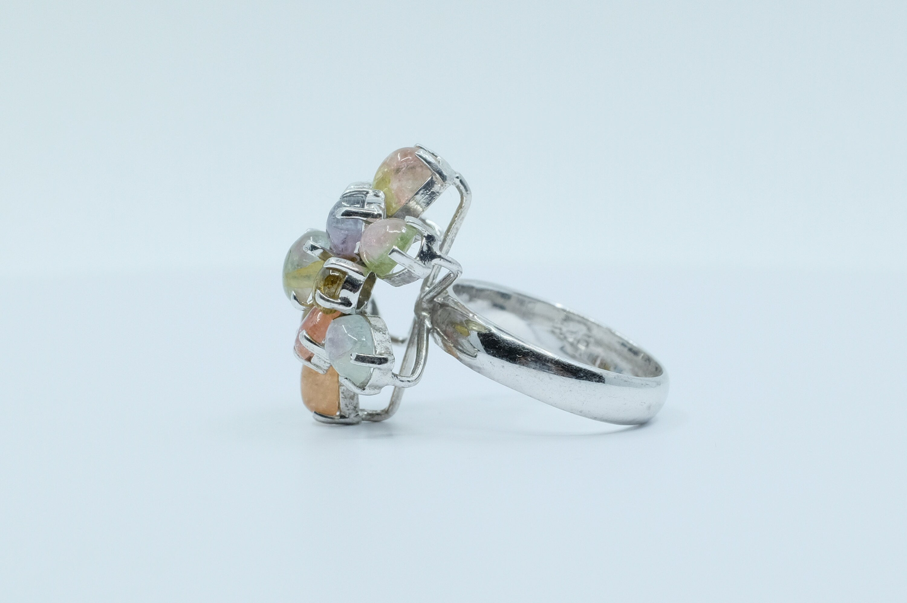 Sterling Silver Tourmaline Floral Ring