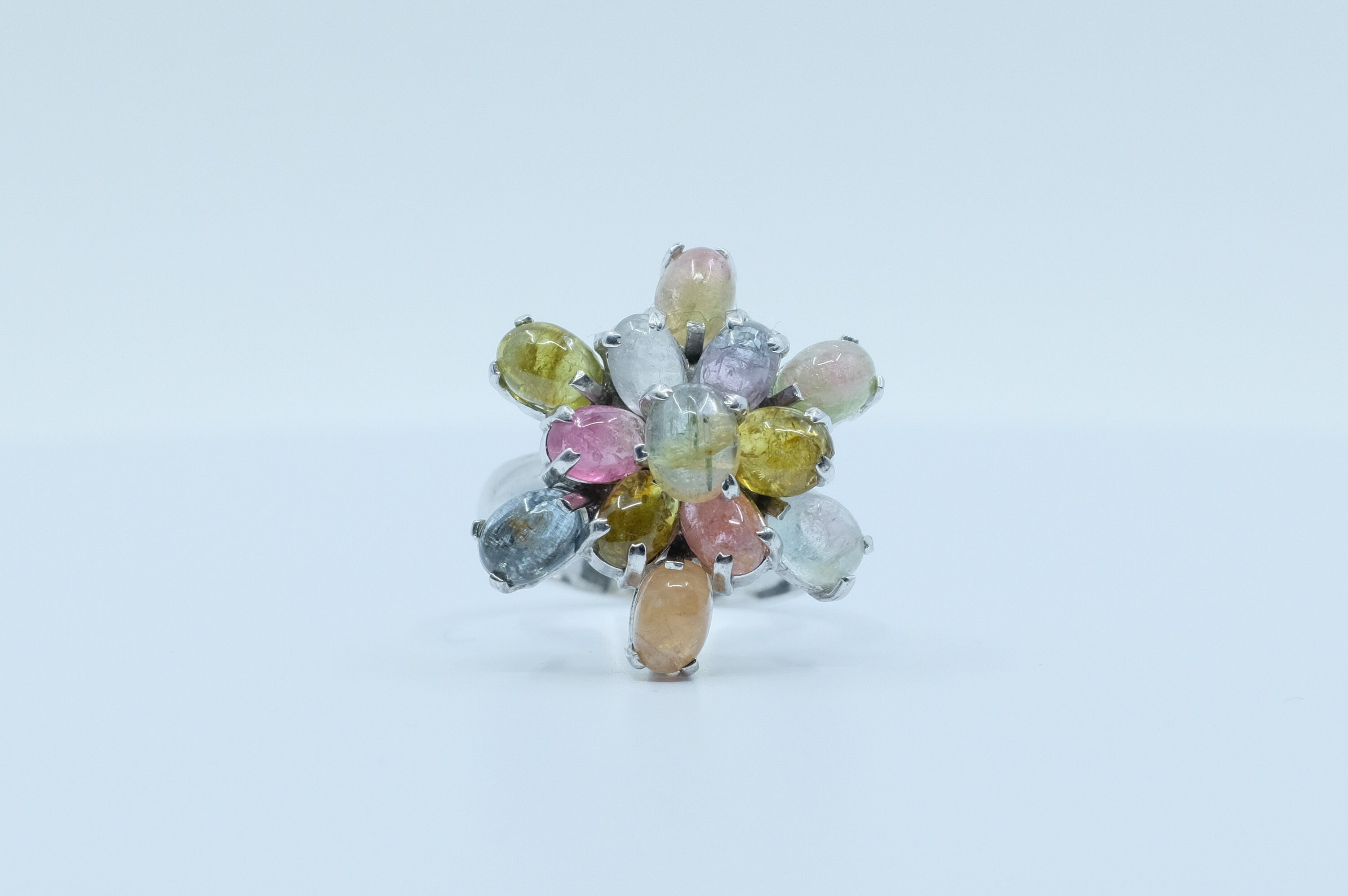 Sterling Silver Tourmaline Floral Ring