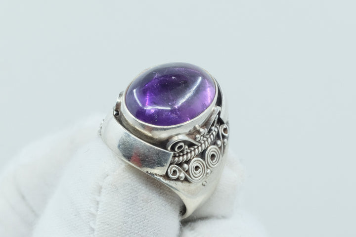 Sterling Silver Amethyst Nepalese Ring