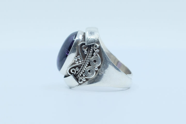 Sterling Silver Amethyst Nepalese Ring