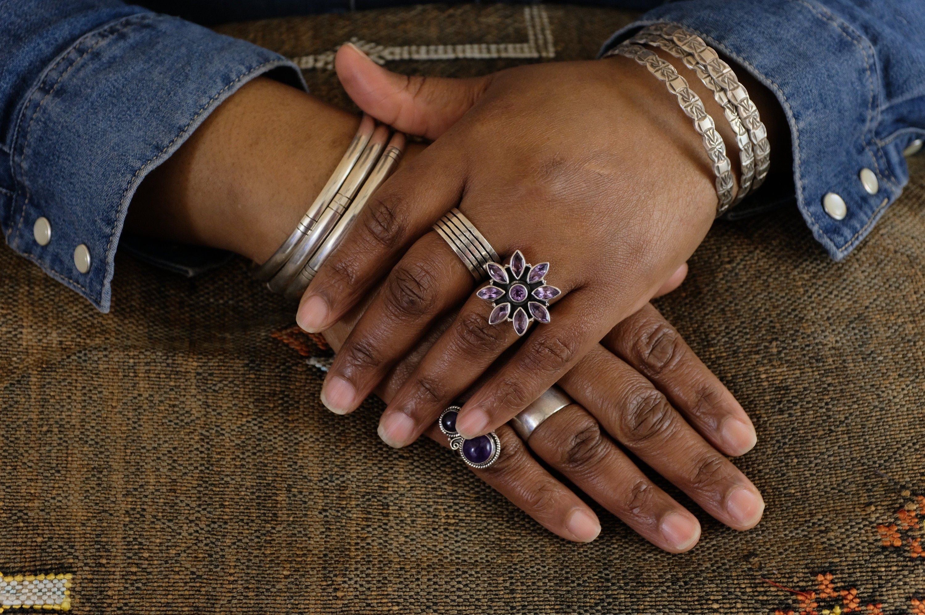 Sterling Silver Amethyst Cluster Ring (1)