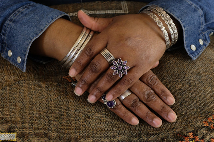 Sterling Silver Amethyst Cluster Ring (1)