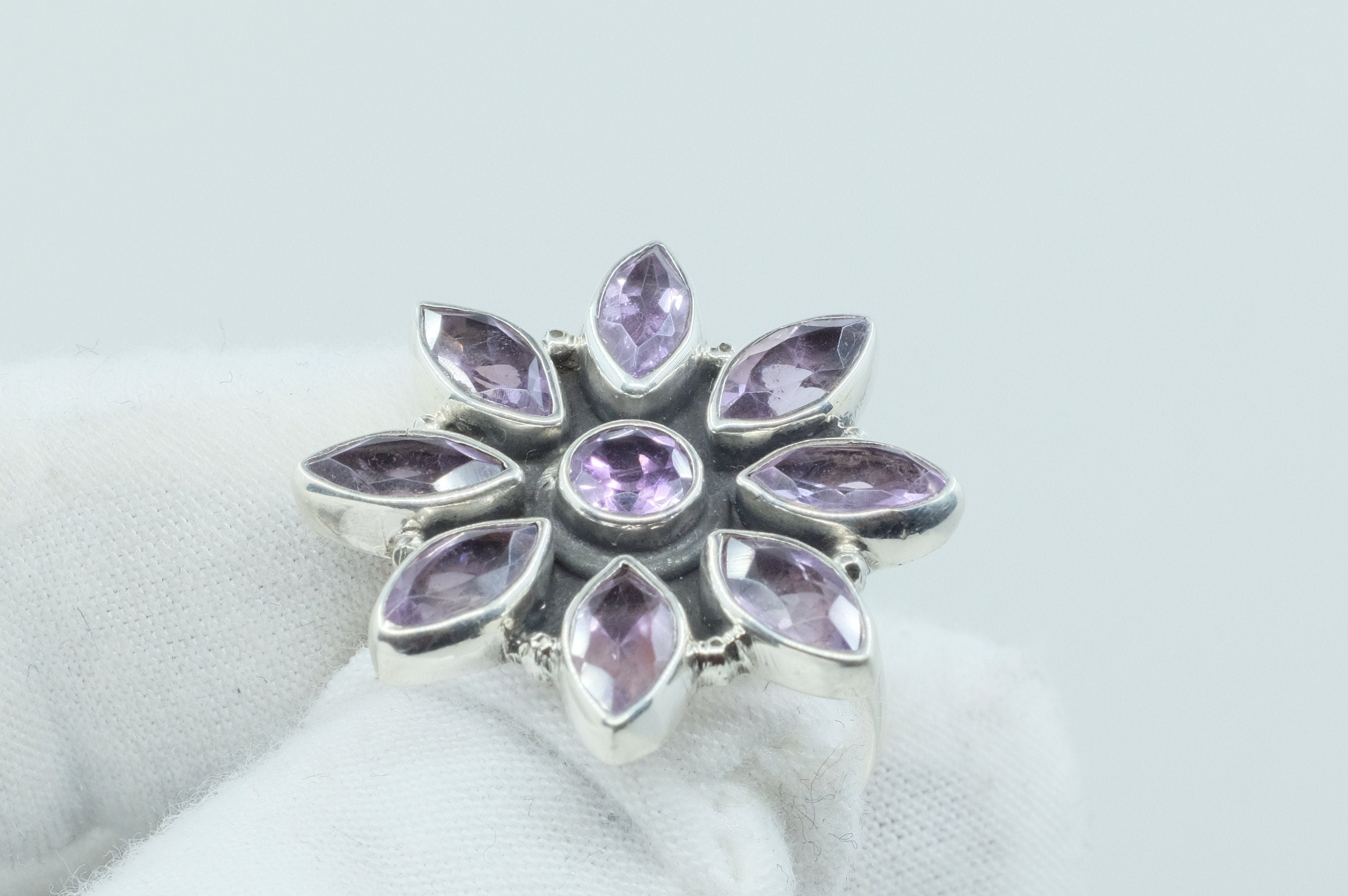 Sterling Silver Amethyst Cluster Ring (1)