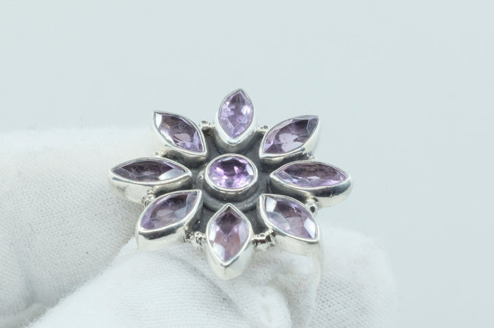 Sterling Silver Amethyst Cluster Ring (1)