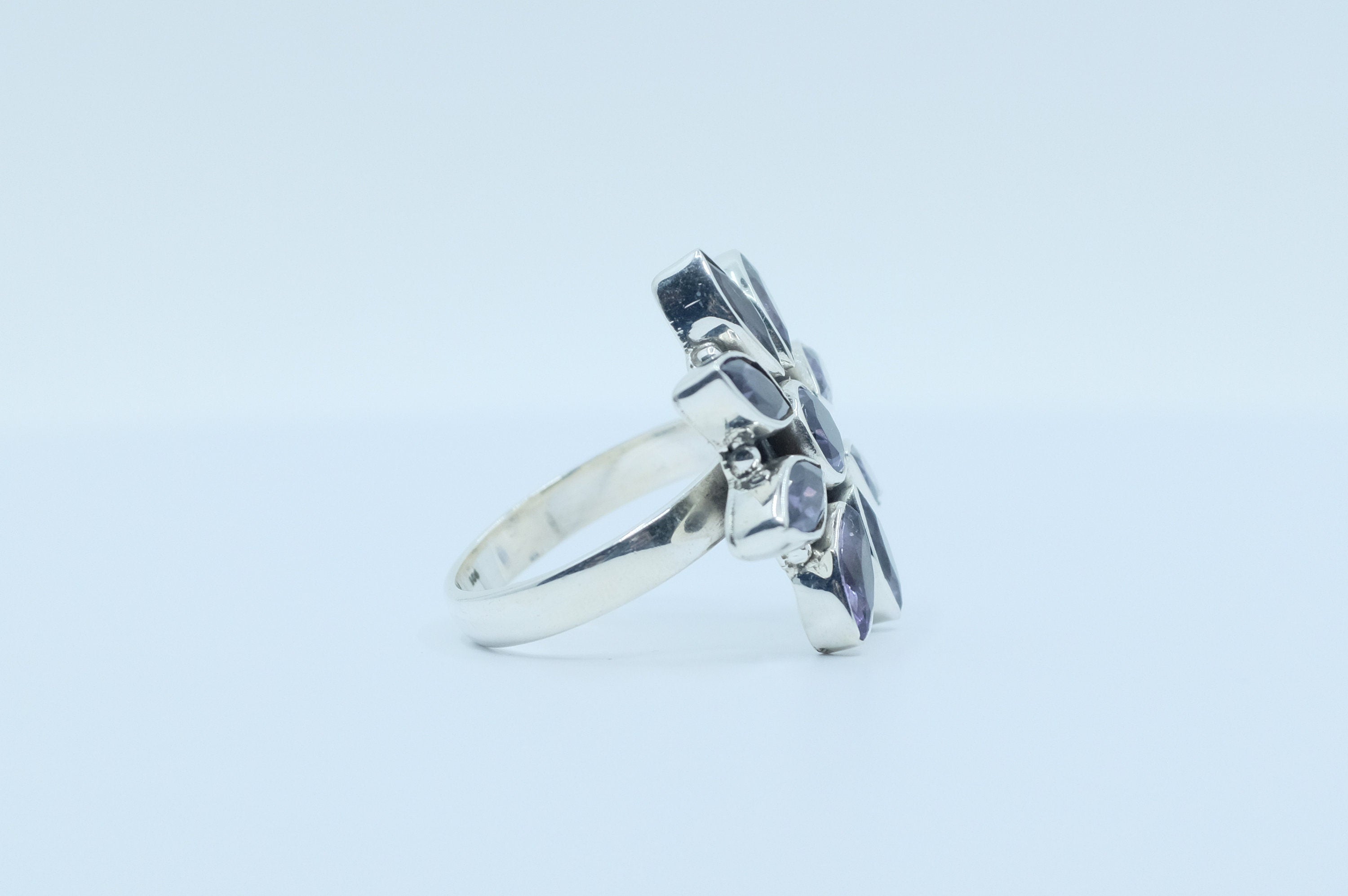 Sterling Silver Amethyst Cluster Ring (1)