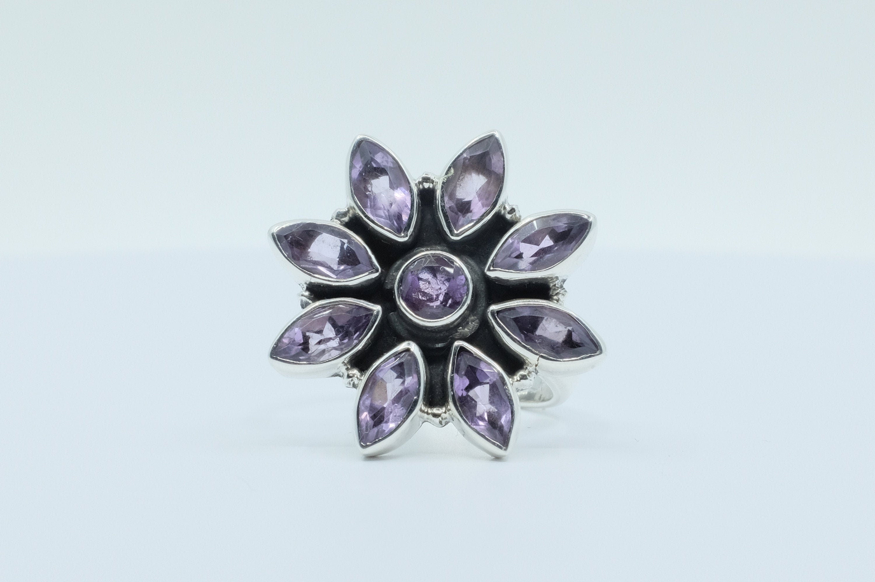 Sterling Silver Amethyst Cluster Ring (2)